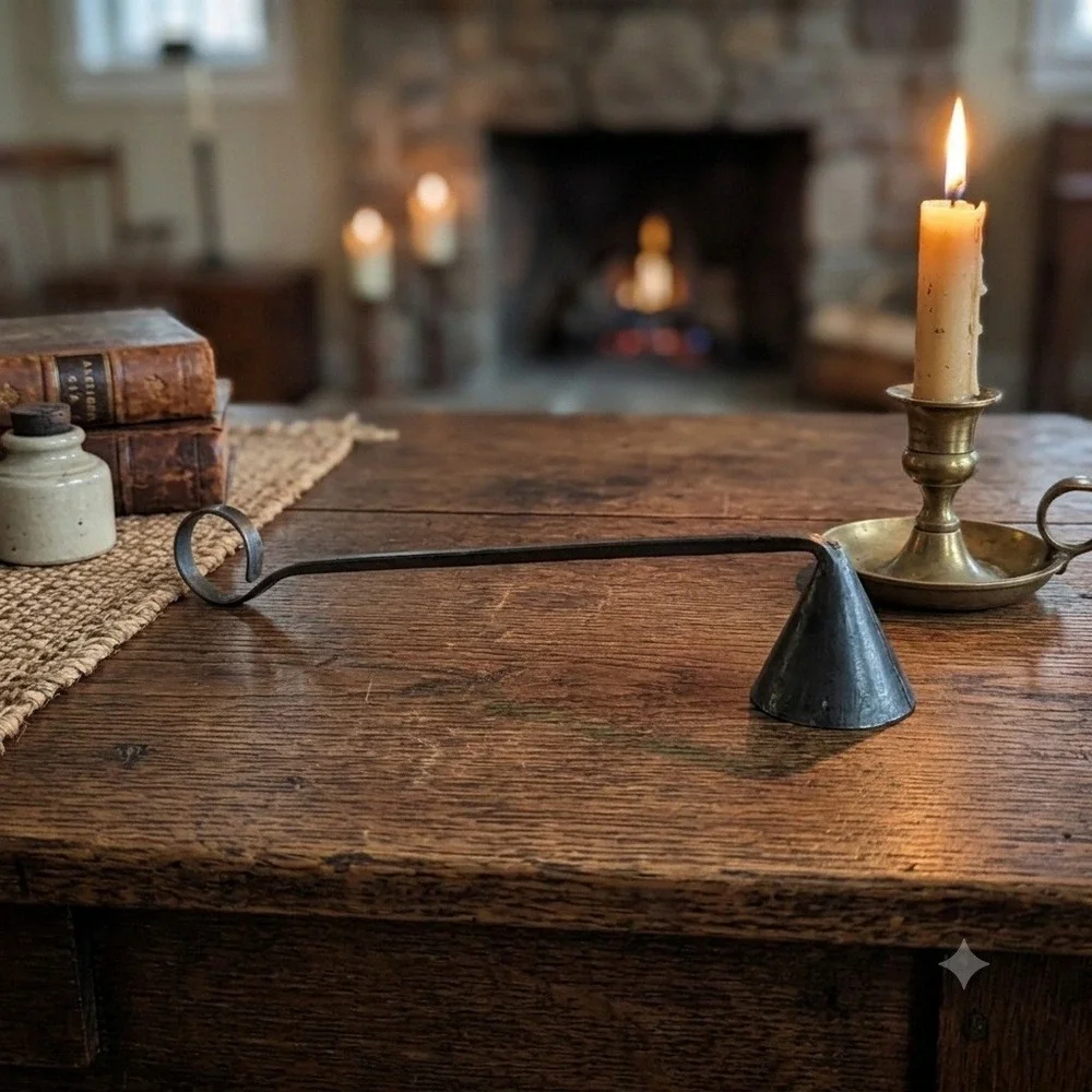 Vintage Metal Candle Snuffer Primitive Hand Forged Long Handle 8.5